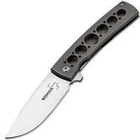Boker Plus FR Manual Knife Gray Titanium [2.875" Plain Satin] Drop Point 01BO740