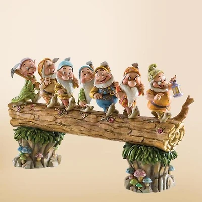 Disney Snow White Seven Dwarfs Log Statue Jim Shore
