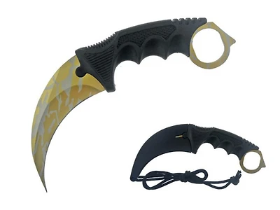 Gold Camo Karambit Fixed Blade Hunting
