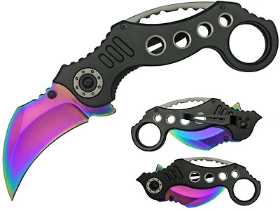 Karambit Spring Assisted Knife Rainbow