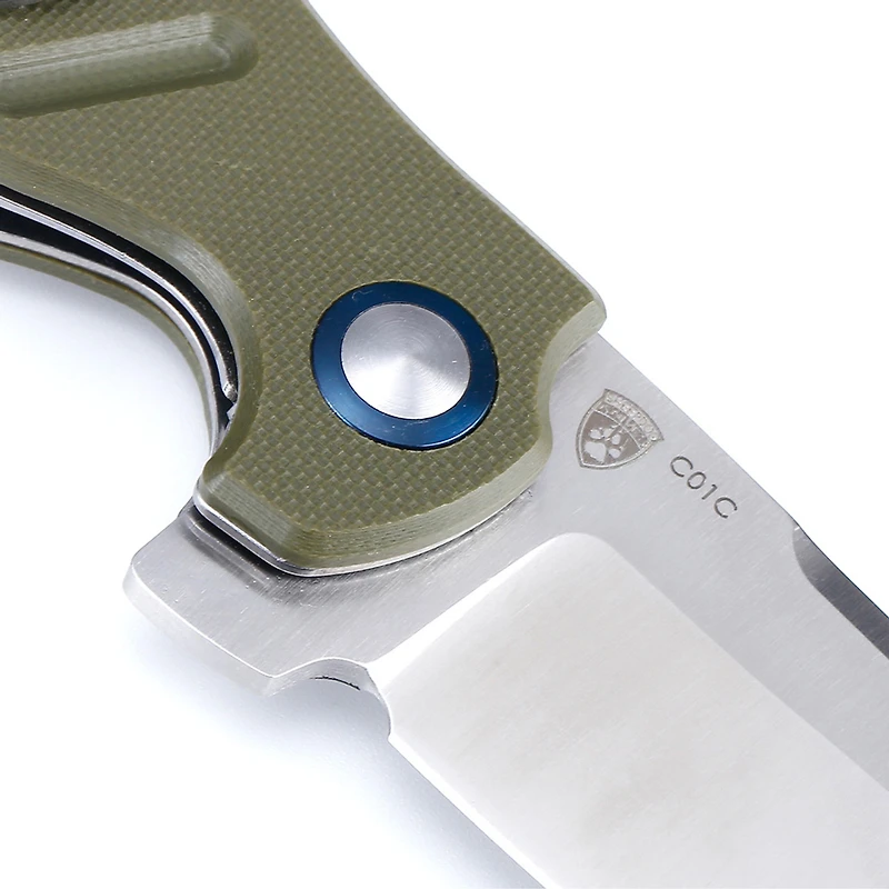 Kizer Vanguard Series Mini C01C Manual Knife Liner Lock OD Green G-10 [2.63" Satin 154CM] Sheepsfoot V3488C2