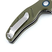 Kizer Vanguard Series Mini C01C Manual Knife Liner Lock OD Green G-10 [2.63" Satin 154CM] Sheepsfoot V3488C2