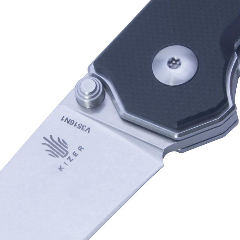 Kizer Vanguard Series Mini Domin Manual Knife Liner Lock Black G-10 [2.875" Stonewash Bohler N690] Drop Point V3516N1