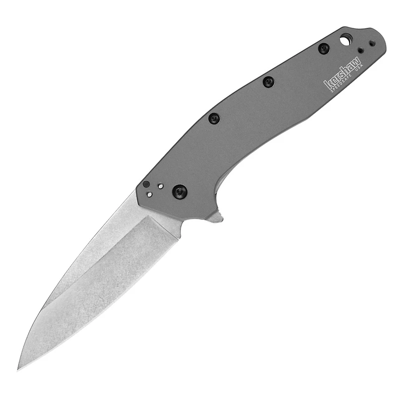Kershaw Dividend Spring Assisted Knife Gray Aluminum [3.00" Stonewash 420HC] Wharncliffe 1812GRY