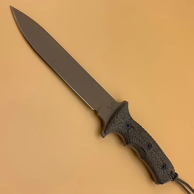 CRK Green Baret Fixed Blade Knife Gray Micarta [7.00" Dark Earth Brown Plain] Spear Point