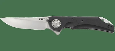CRKT Seismic Manual Knife Deadbolt Lock Black G-10 [3.69" Plain Satin]  Drop Point 5401