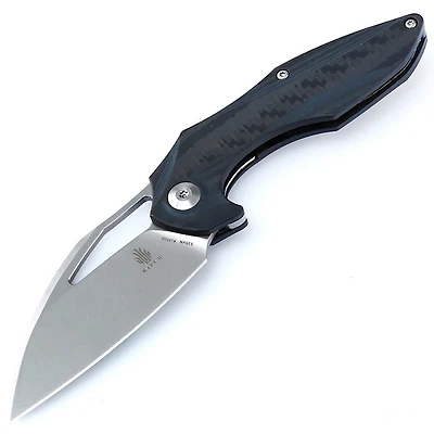 Kizer Minitherium Manual Knife Liner Lock Black Carbon Fiber [3.00" Stonewash S35VN] Wharncliffe Ki3502