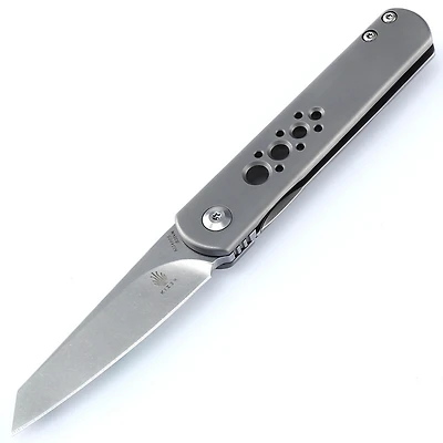 Kizer Feist Manual Knife Frame Lock Gray Titanium [2.875" Stonewash S35VN] Reverse Tanto Ki3499S