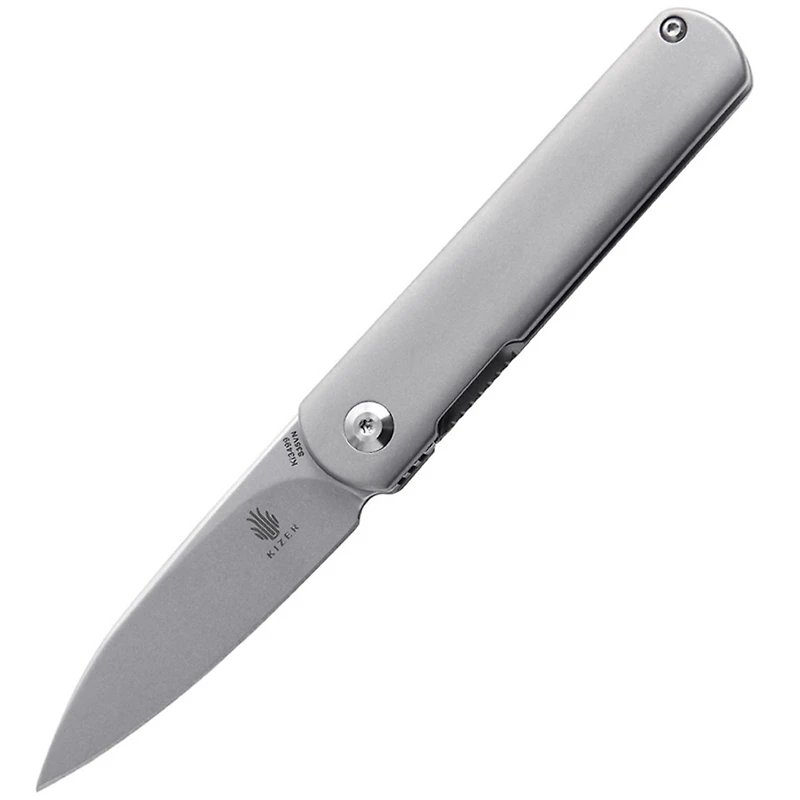 Kizer Feist Manual Knife Frame Lock Gray Titanium [2.875" Stonewash S35VN] Drop Point Ki3499