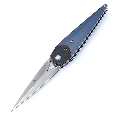 Kizer Soze Manual Knife Liner Lock Blue/Gray Titanium [3.65" Stonewash S35VN] Dagger Ki4513A1