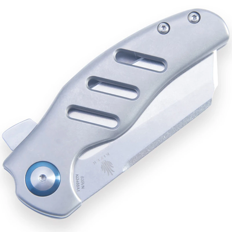 Kizer Mini C01C Manual Knife Frame Lock Gray Titanium [2.625" Satin S35VN] Sheepsfoot Ki3488A1