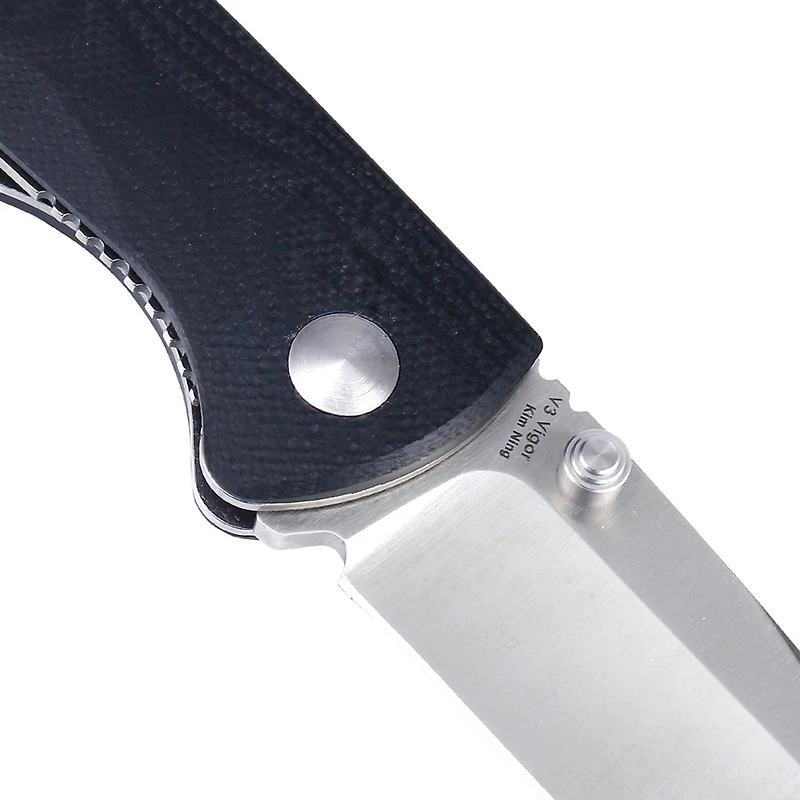 Kizer Vanguard Series Vigor Manual Knife Liner Lock Black G-10 [3.00" Satin N690] Drop Point V3403N1