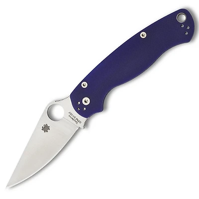 Spyderco Paramilitary 2 Folding Knife Compression Lock Blue/Purple G-10 [3.44" Satin S110V] Clip Point C81PDBL2
