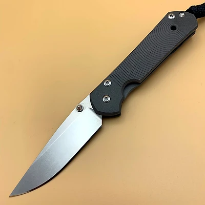 CRK Small Sebenza 21 Manual Knife (CGG Doppler) [2.94" Plain Stonewash] Drop Point