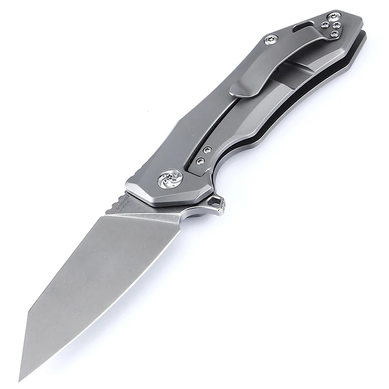 Kizer Uprising Manual Knife Frame Lock Gray Titanium [3.625" Satin S35VN] Wharncliffe Ki4491A2