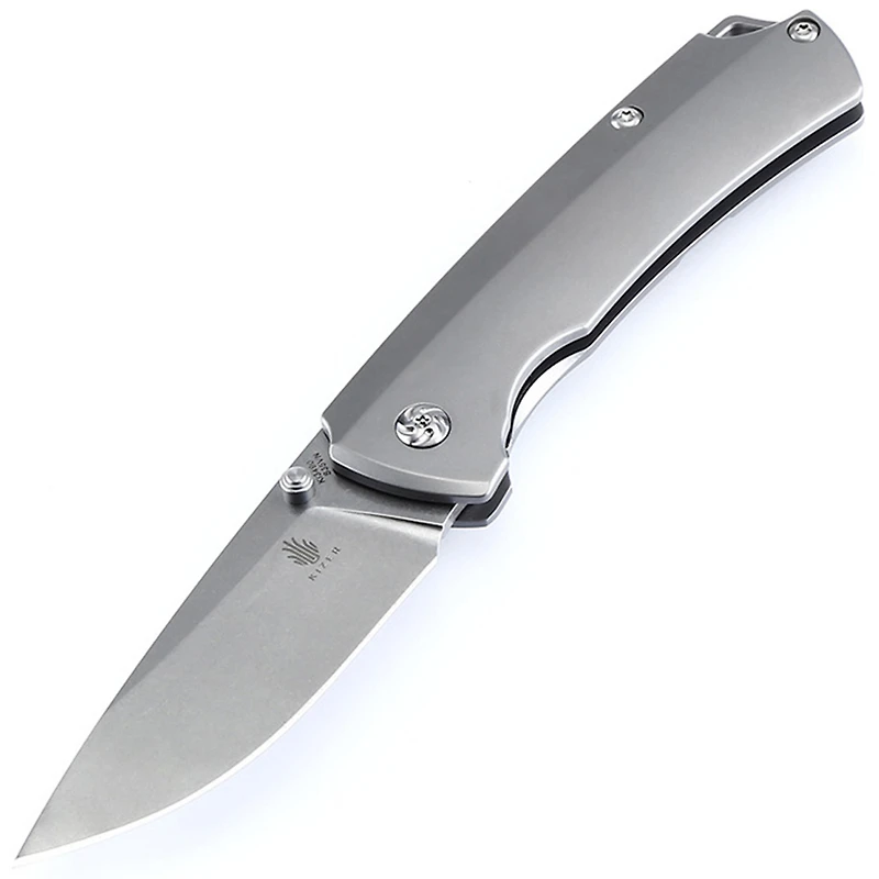 Kizer T1 Manual knife Frame Lock Gray Titanium [3.25" Stonewash S35VN] Drop Point Ki3490