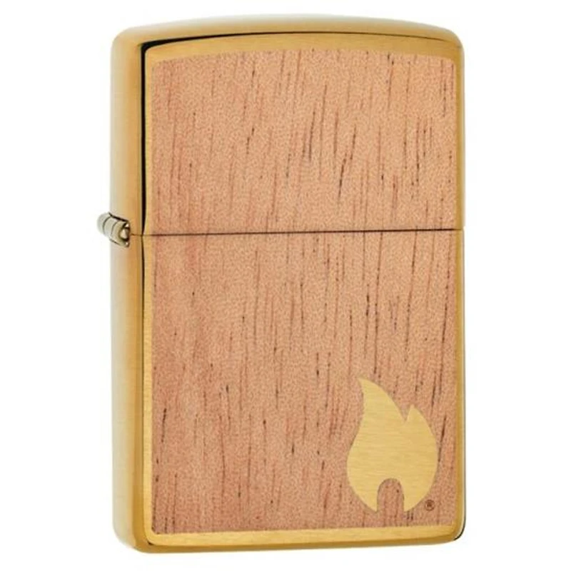 Woodchuck USA Brass Flame Mahogany Zippo