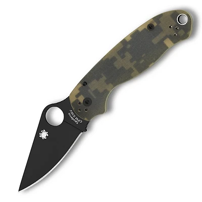 Spyderco Paramilitary 3 Folding Knife Compression Lock Green Camo G-10 [3.00" Black S30V] Clip Point C223GPCMOBK