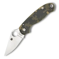 Spyderco Paramilitary 3 Folding Knife Compression Lock Green Camo G-10 [3.00" Satin S30V] Clip Point C223GPCMO