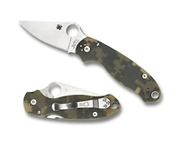 Spyderco Paramilitary 3 Folding Knife Compression Lock Green Camo G-10 [3.00" Satin S30V] Clip Point C223GPCMO