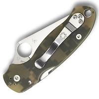 Spyderco Paramilitary 3 Folding Knife Compression Lock Green Camo G-10 [3.00" Satin S30V] Clip Point C223GPCMO