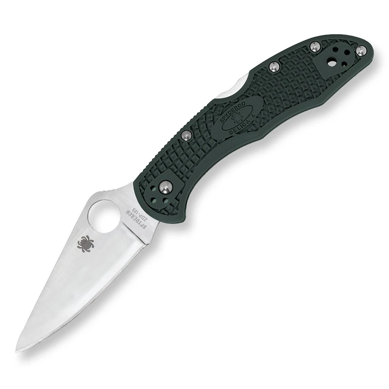 Spyderco Delica 4 Folding Knife Lockback Green FRN [2.875" Satin ZDP-189] C11PGRE