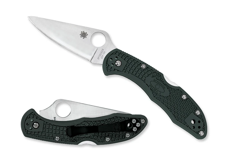 Spyderco Delica 4 Folding Knife Lockback Green FRN [2.875" Satin ZDP-189] C11PGRE