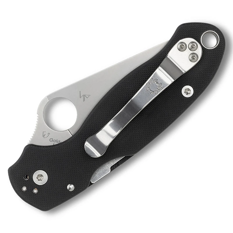 Spyderco Paramilitary 3 Folding Knife Compression Lock Black G-10 [3.00" Satin S30V] Clip Point C223GP