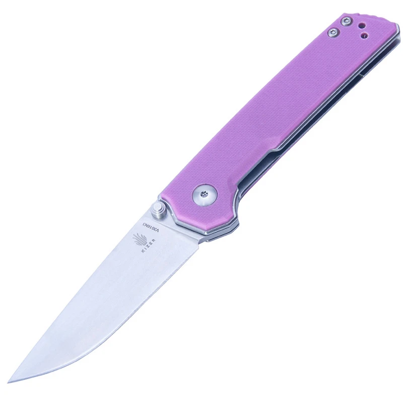 Kizer Vanguard Series Mini Domin Manual Liner Lock Knife Purple G-10 [2.875" Stonewash Bohler N690] Drop Point V3516N3