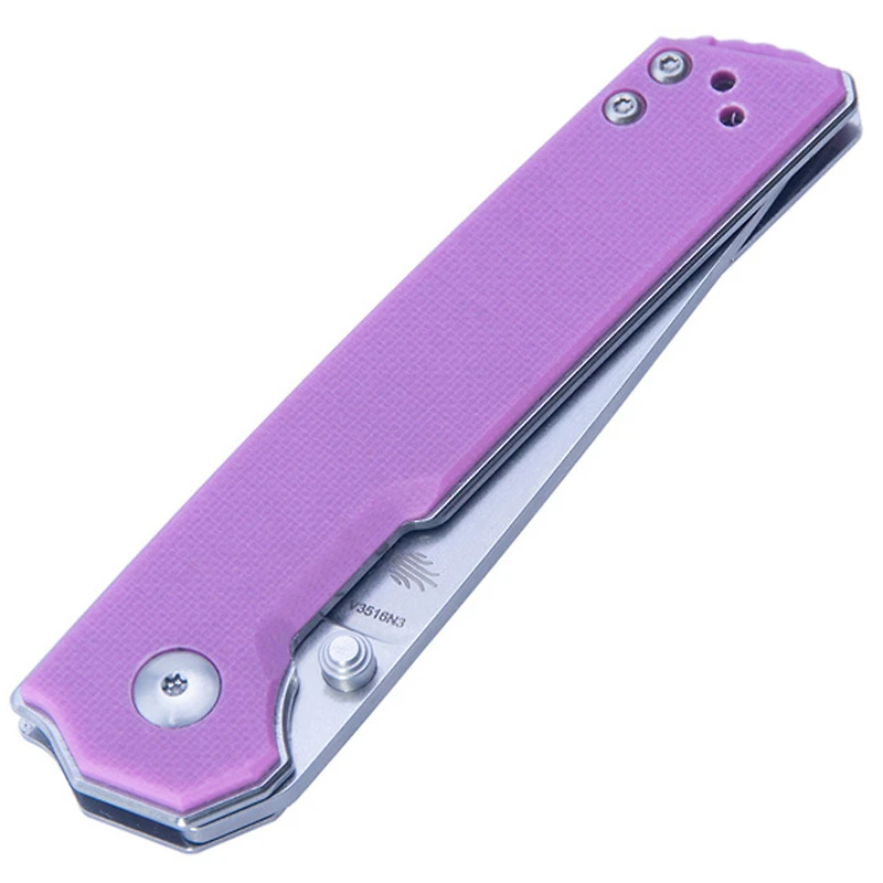 Kizer Vanguard Series Mini Domin Manual Liner Lock Knife Purple G-10 [2.875" Stonewash Bohler N690] Drop Point V3516N3