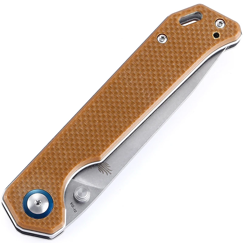 Kizer Vanguard Series Begleiter Manual Knife Liner Lock Brown G-10 [3.50" Gray VG-10] Drop Point V4458A4