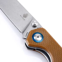 Kizer Vanguard Series Begleiter Manual Knife Liner Lock Brown G-10 [3.50" Gray VG-10] Drop Point V4458A4