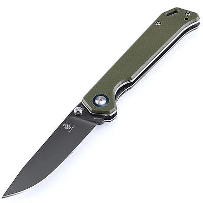 Kizer Vanguard Series Begleiter Manual Knife Liner Lock Green G-10 [3.50" Gray VG-10] Drop Point V4458A2