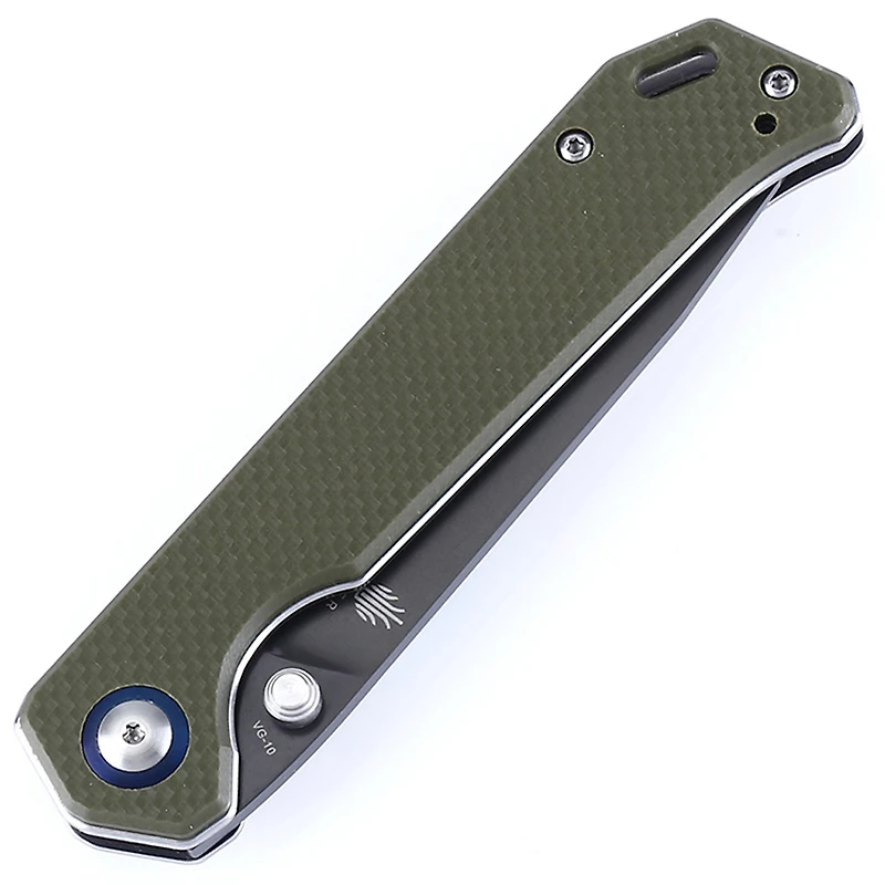 Kizer Vanguard Series Begleiter Manual Knife Liner Lock Green G-10 [3.50" Gray VG-10] Drop Point V4458A2