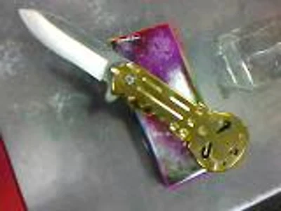 Jumbo (GOLD) Skull Spring Assisted Pocket Knife