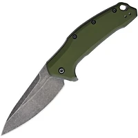 Kershaw Link Spring Assisted Knife OD Green Aluminum [3.25" Black Stonewash 420HC] 1776OLBW
