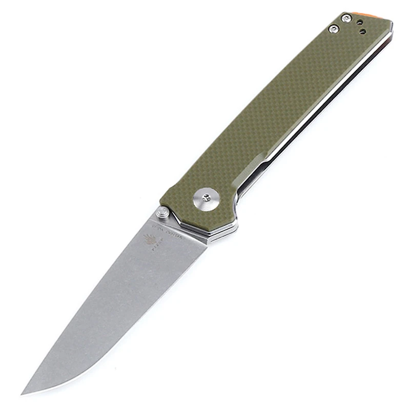 Kizer Vanguard Series Domin Manual Knife Liner Lock Green G-10 [3.46" Stonewash VG-10] Drop Point V4516A2
