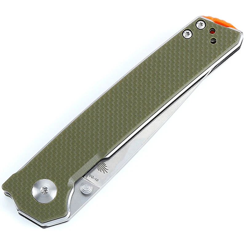 Kizer Vanguard Series Domin Manual Knife Liner Lock Green G-10 [3.46" Stonewash VG-10] Drop Point V4516A2
