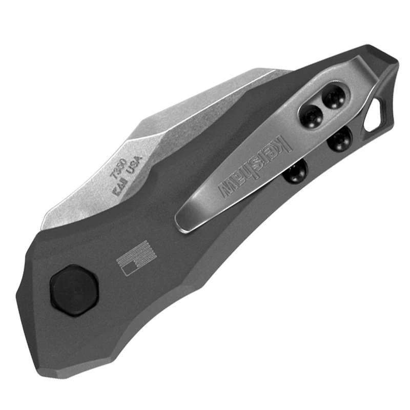 Kershaw Launch 10 Automatic Knife Gray Aluminum [1.90" Plain Stonewash] Hawkbill 7350