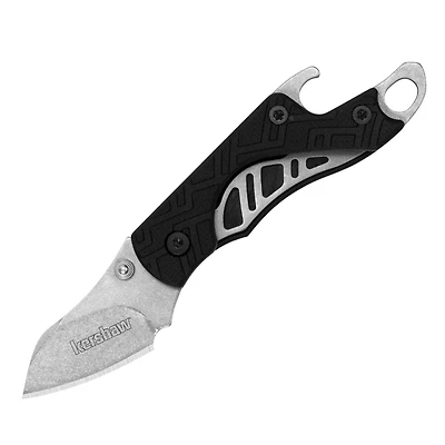 Kershaw Cinder Keychain Folding Knife Black GFN [1.375" Stonewash 3Cr13MoV] Sheepsfoot 1025