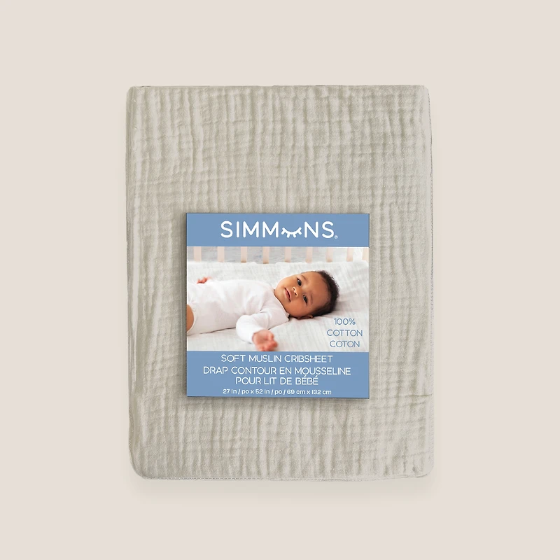 Drap pour lit de bébé en mousseline Simmons