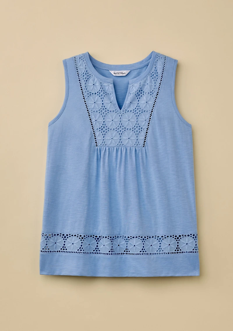 Y Neck Lace Yoke Top