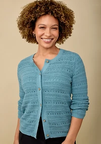 Pointelle Button Front Cardigan