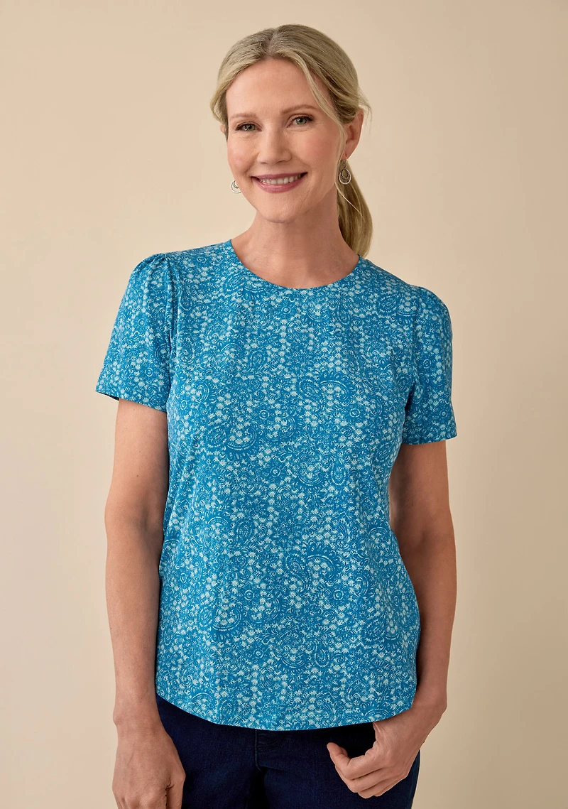 Printed Short Sleeve Slub Tee