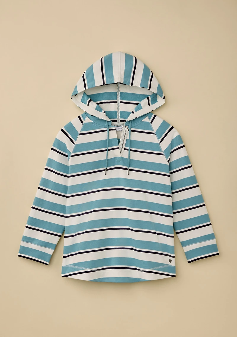 Striped French Terry Popover Hoodie
