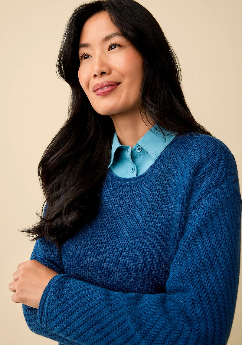 Pointelle Crew Neck Pullover