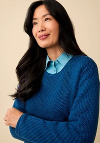 Pointelle Crew Neck Pullover