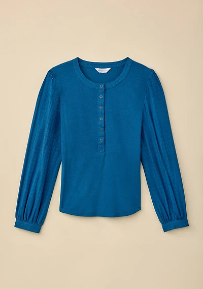 Puff Sleeve Henley Top