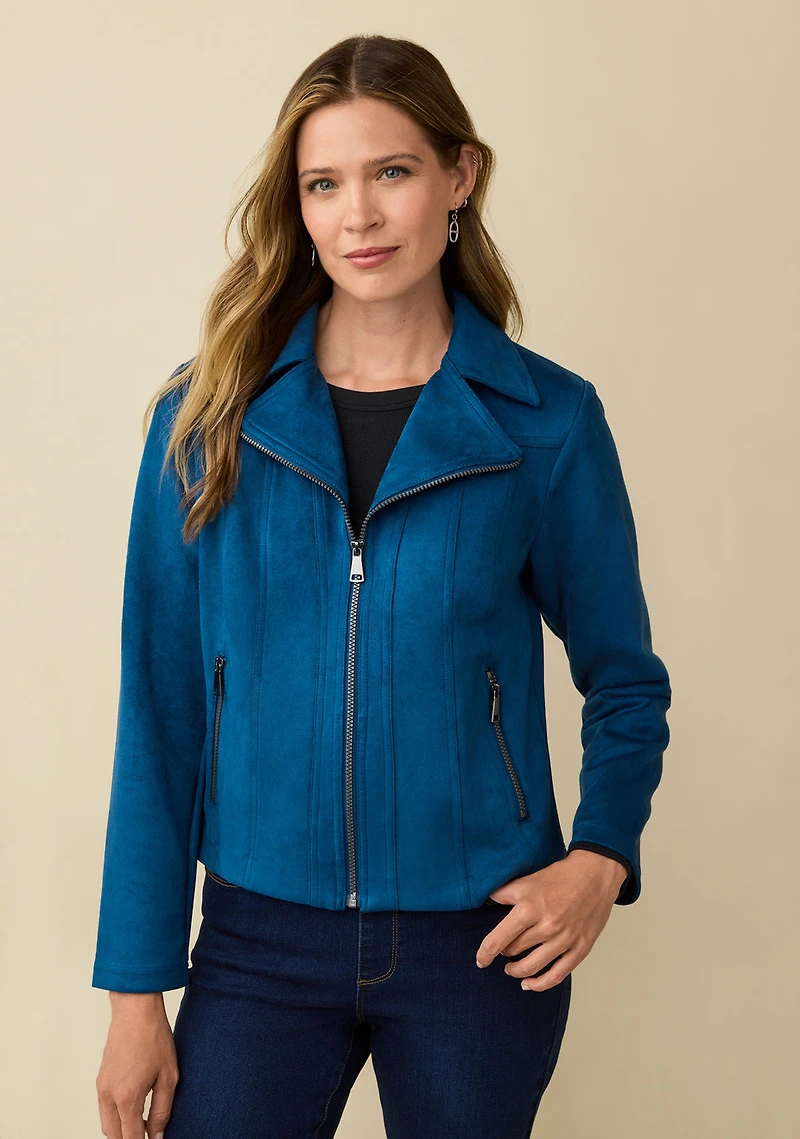 Faux Suede Moto Jacket