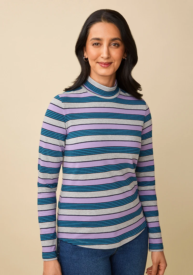 Long Sleeve Mock Neck Jersey Tee